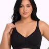 Cotton Non-Padded Plus-Size M-Frame Minimiser Bonded Bra (SUS-405)(Black)