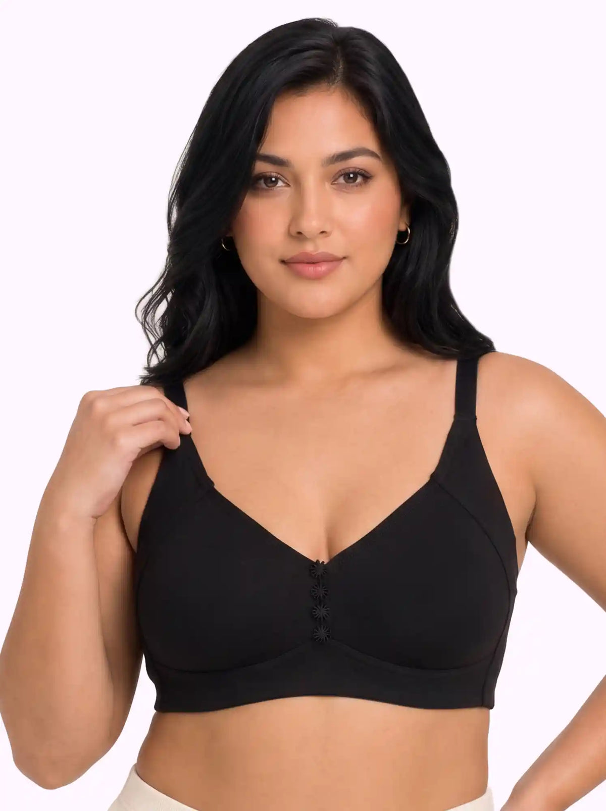 Cotton Non-Padded Plus-Size M-Frame Minimiser Bonded Bra (SUS-405)(Black)