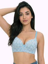 Printed Polyamide Level-2 Padded Push-Up Maximiser Bonded Bra | 3/4th Coverage | Wire-free Comfort, No Marks, No Poking (SUS-51756)