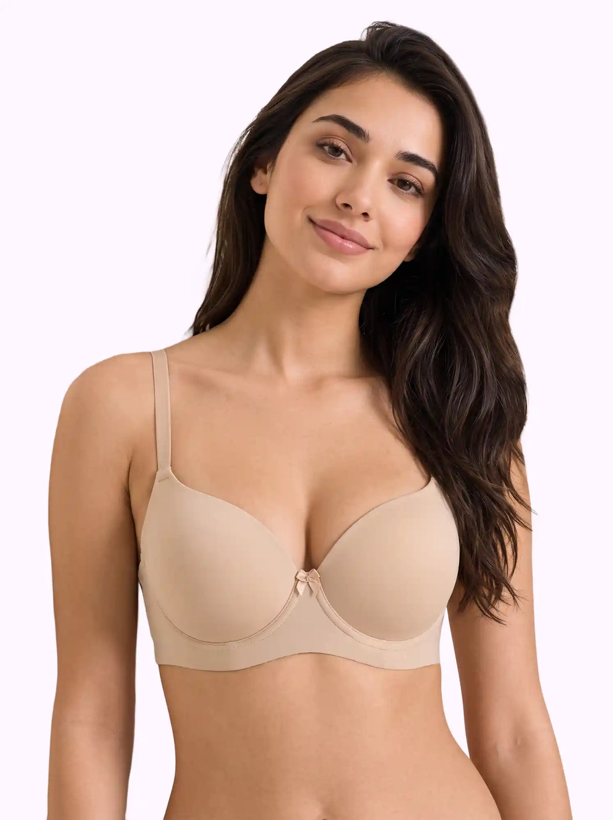 Polyamide Level-2 Padded Push-Up Maximiser Bonded Bra | 3/4th Coverage | Wire-free Comfort, No Marks, No Rashes SUS-IS-5107 (Skin)