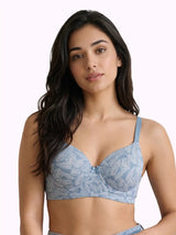 Printed Polyamide Padded Bonded T-Shirt Bra | Full Coverage | Wire-free | Seamless Design (SUS-59933)