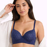 Printed Polyamide Level-2 Padded Push-Up Maximiser Bonded Bra | 3/4th Coverage | Wire-free Comfort, No Marks, No Poking (SUS-51755)