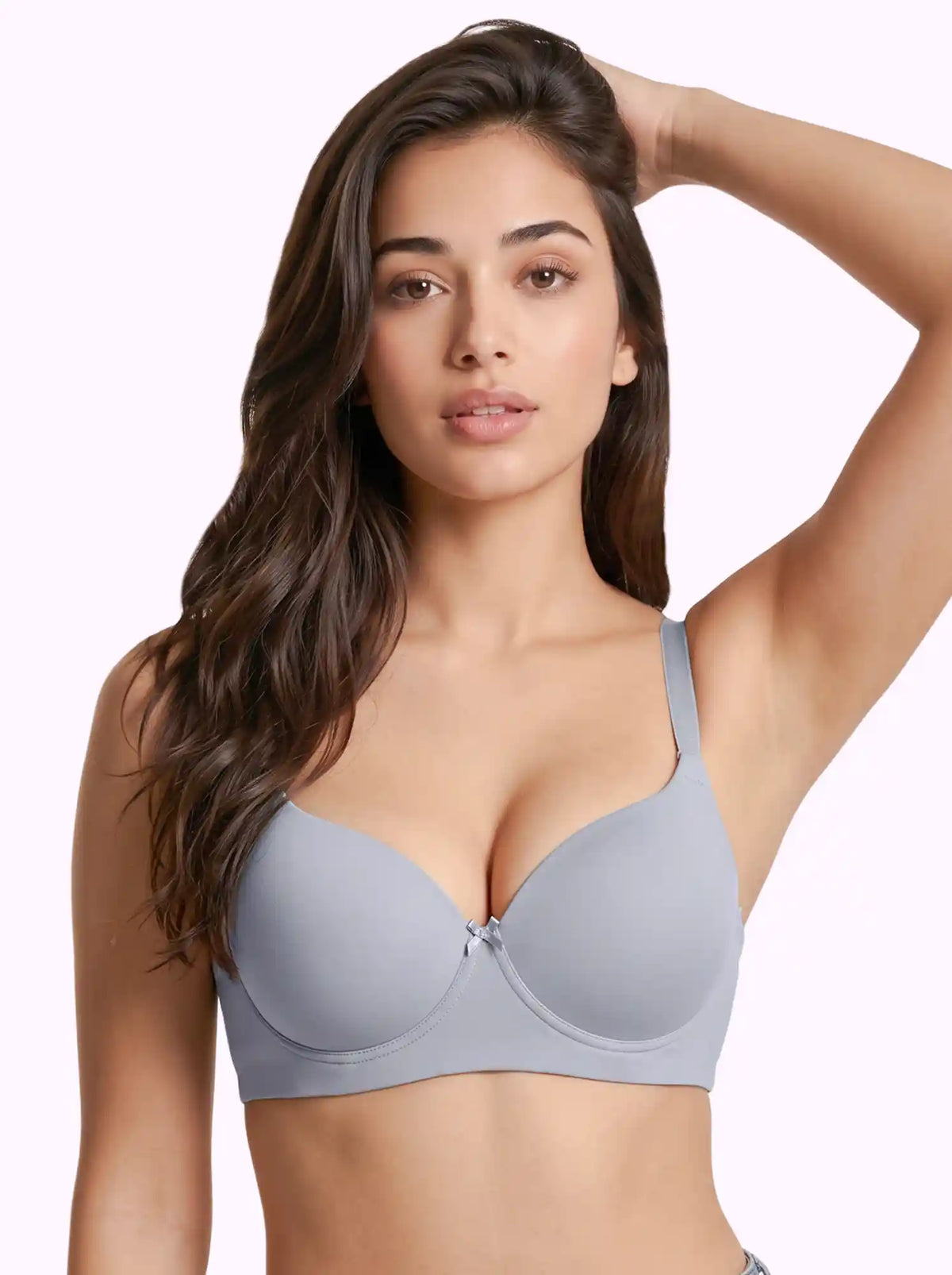 Polyamide Level-3 Padded Push-Up Bonded Bra | 3/4th Coverage | Wire-free Comfort, No Marks, No Rashes (SUS-IS-5301) (Grey)