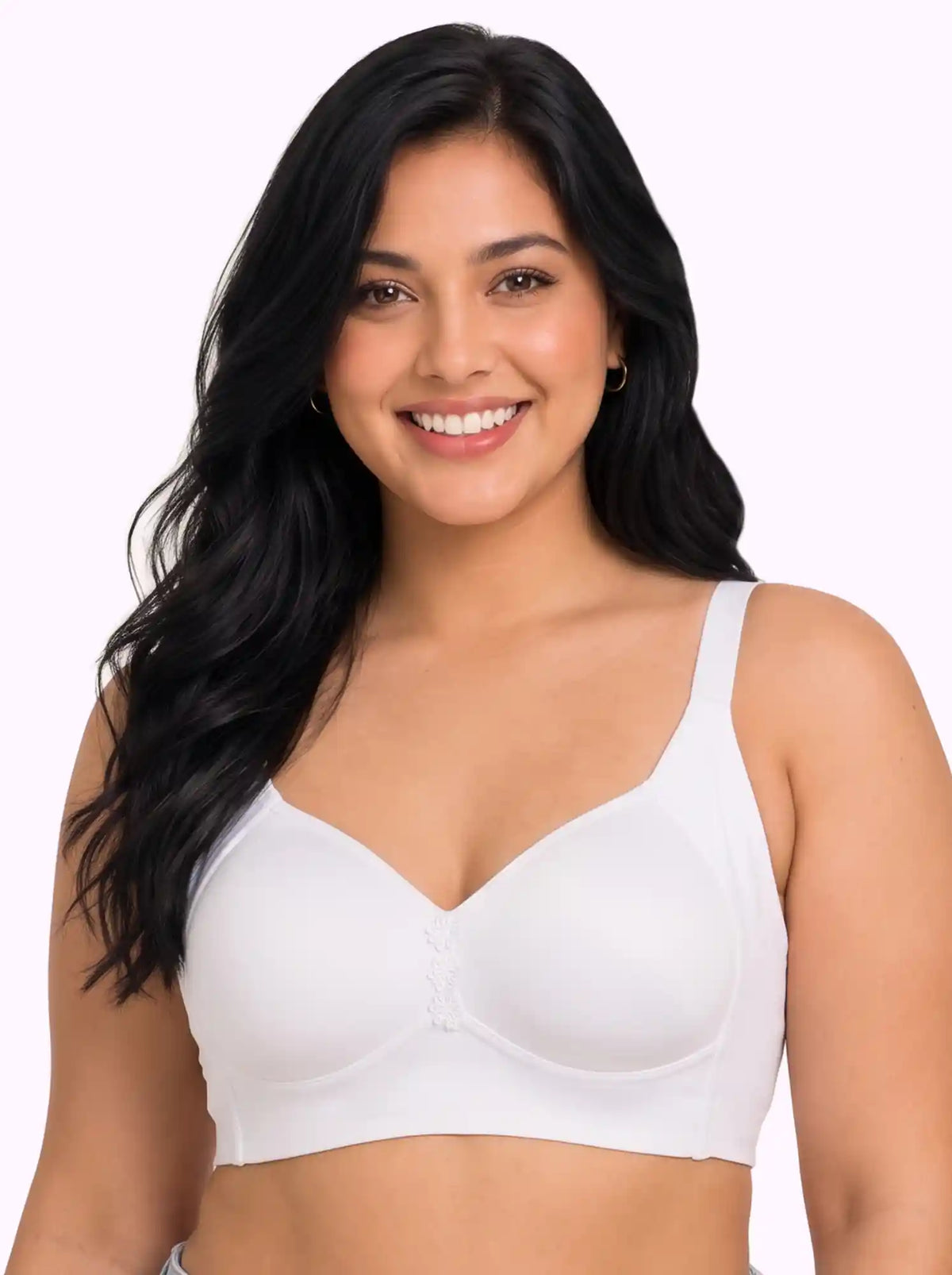 Cotton Padded Plus-Size M-Frame Minimiser Bonded Bra | Full Coverage Panels (SUS-408) (White)