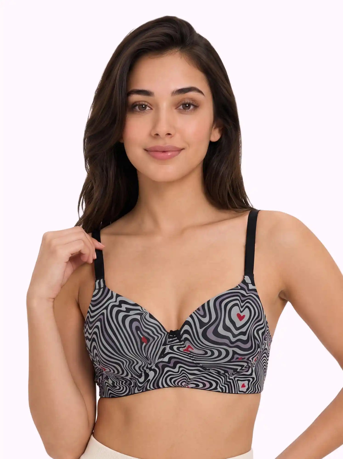 Printed Polyamide Padded Bonded T-Shirt Bra | Full Coverage | Wire-free | Seamless Design (SUS-59932)