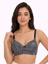 Printed Polyamide Padded Bonded T-Shirt Bra | Full Coverage | Wire-free | Seamless Design (SUS-59932)