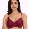 Polyamide Level-1 Padded Full Coverage Bonded T-Shirt Bra | Wire-free Comfort, No-Marks, No Rashes (SUS-5991) (Maroon)