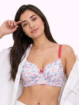 Printed Polyamide Padded Bonded T-Shirt Bra | Full Coverage | Wire-free | Seamless Design (SUS-59925)