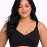 Cotton Padded Plus-Size M-Frame Minimiser Bonded Bra | Full Coverage Panels (SUS-408) (Black)