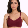 Cotton Non-Padded Full Coverage Bonded T-Shirt Bra | No-Marks, No Rashes (SUS-352) (Wine)