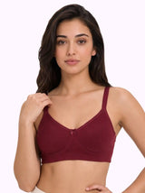 Cotton Non-Padded Full Coverage Bonded T-Shirt Bra | No-Marks, No Rashes (SUS-352) (Wine)