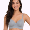 Polyamide Level-1 Padded Full Coverage Bonded T-Shirt Bra | Wire-free Comfort, No-Marks, No Rashes (SUS-5991) (Grey)