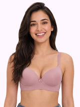 Polyamide Level-2 Padded Push-Up Maximiser Bonded Bra | 3/4th Coverage | Wire-free Comfort, No Marks, No Rashes SUS-IS-5107 (Plum)