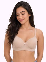 Polyamide Level-1 Padded Full Coverage Bonded T-Shirt Bra | Wire-free Comfort, No-Marks, No Rashes (SUS-5991) (SKIN)