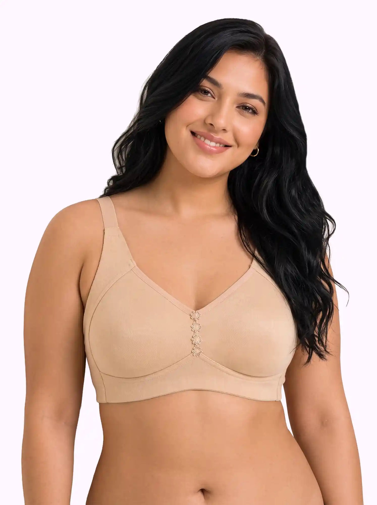 Cotton Non-Padded Plus-Size M-Frame Minimiser Bonded Bra (SUS-405)(Skin)