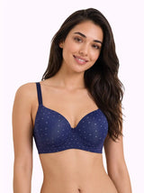 Printed Polyamide Padded Bonded T-Shirt Bra | Full Coverage | Wire-free | Seamless Design (SUS-59929)