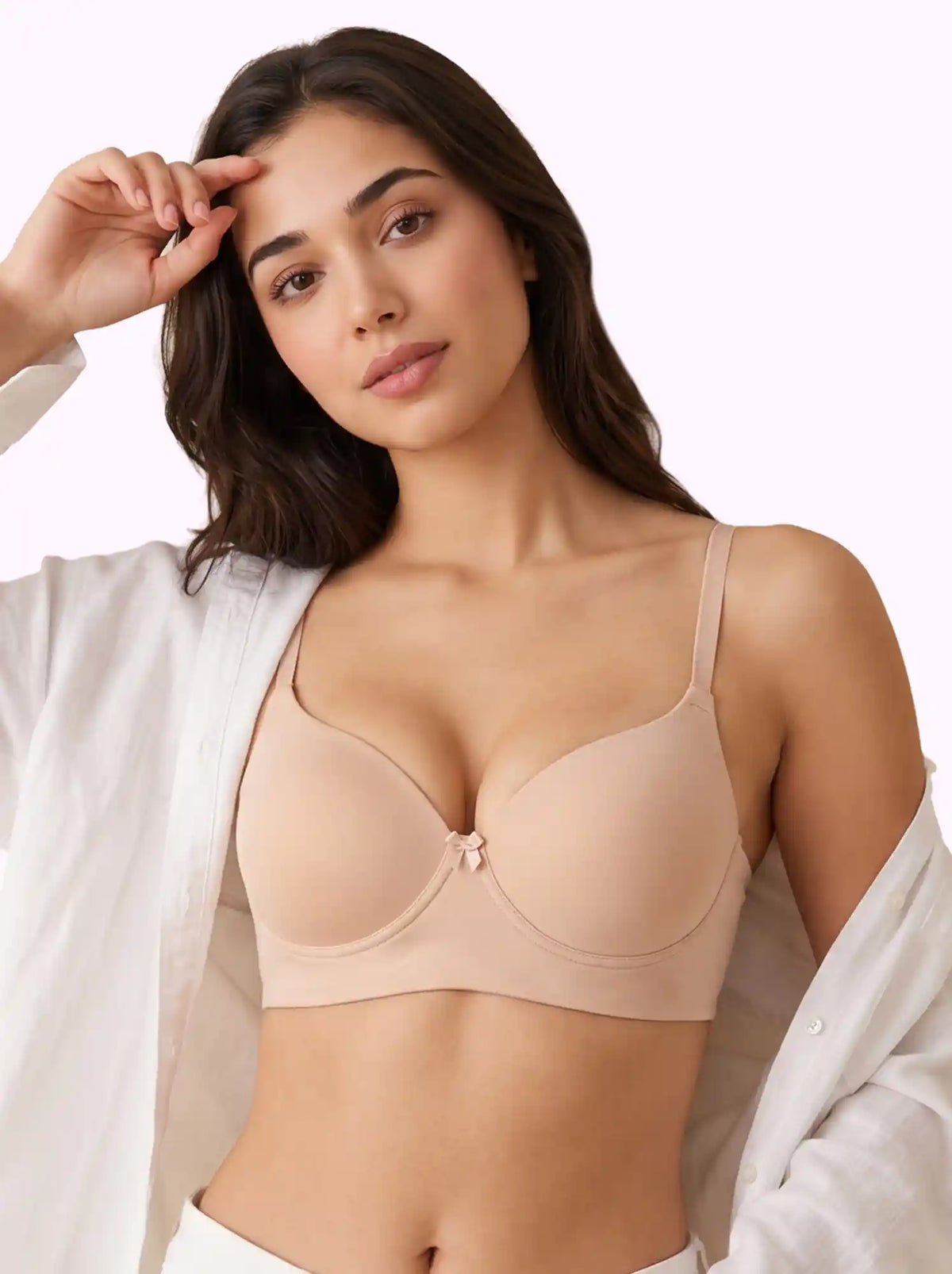 Cotton Padded T-Shirt Bonded Bra | Seamless Look, 360° Support | Full Coverage (SUS-SB-9081-9082) (SKin)