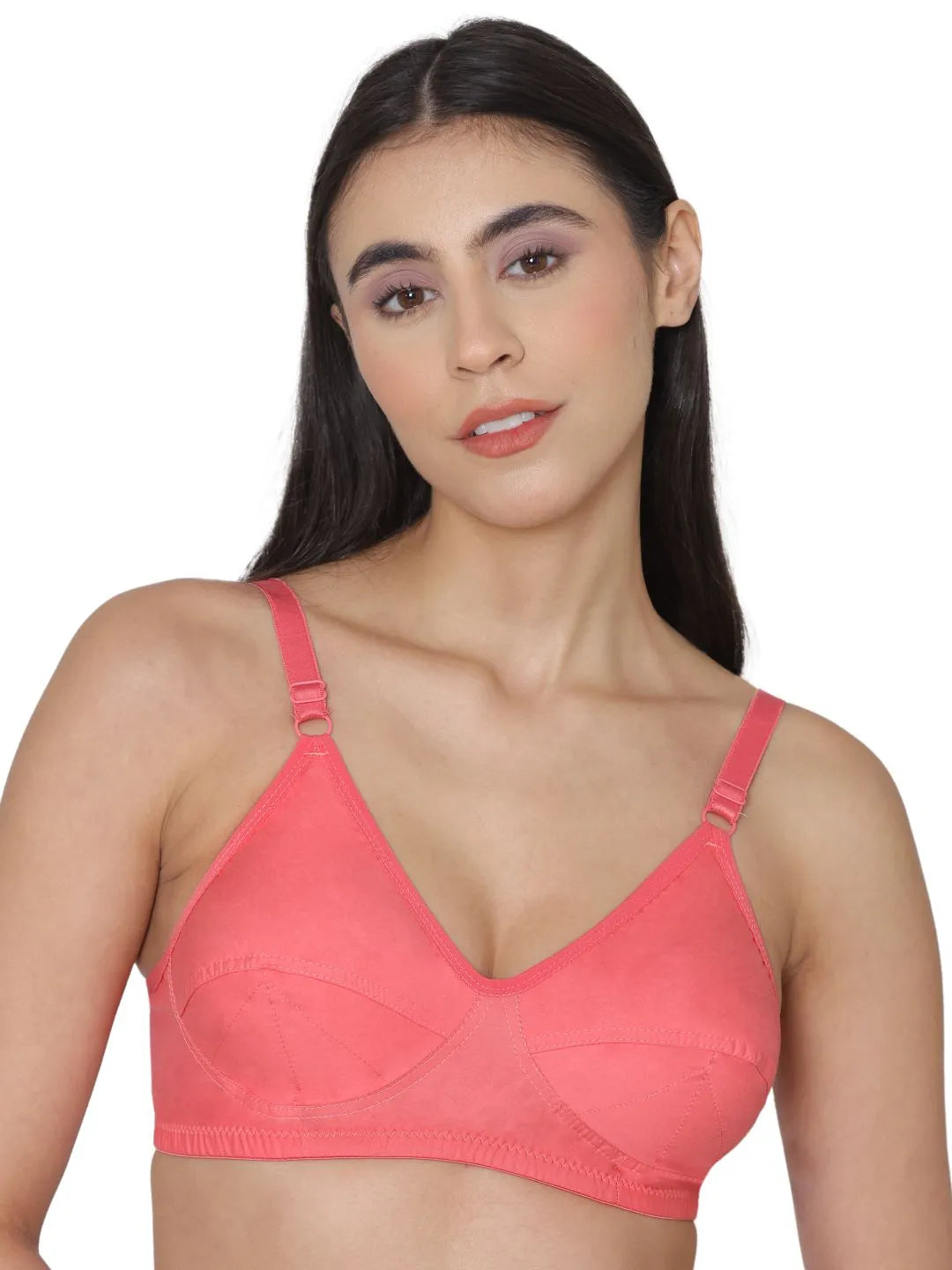 Sushme Minimiser Full Figure Bra - 100% Cotton - Non-Padded - Full Coverage, Wireless Seamed Bra (Sushme 375-CRL)