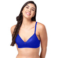 Sushme Heavily Padded Semi Push-Up Bra - Soft Polyamide Fabric - 3/4th Coverage, Wireless, Multiway Straps, Seamless - Everyday T-Shirt Bra (Sushme-199-NVY)