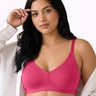 Cotton Non-Padded Plus-Size M-Frame Minimiser Bonded Bra (SUS-405)(Dark Pink)
