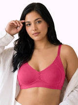 Cotton Non-Padded Plus-Size M-Frame Minimiser Bonded Bra (SUS-405)(Dark Pink)