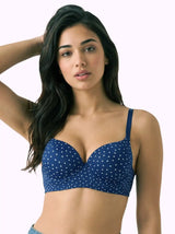 Printed Polyamide Level-2 Padded Push-Up Maximiser Bonded Bra | 3/4th Coverage | Wire-free Comfort, No Marks, No Poking (SUS-51752)