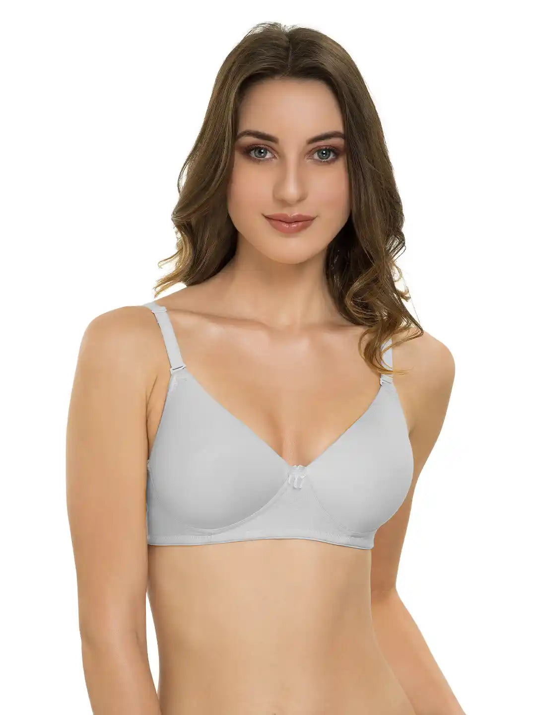 Sushme Lightly Padded Bra - Cotton Rich - Seamless, Full Coverage, Multiway Straps, Wirefree Everyday T-Shirt Bra (Sushme-1570-GRY)