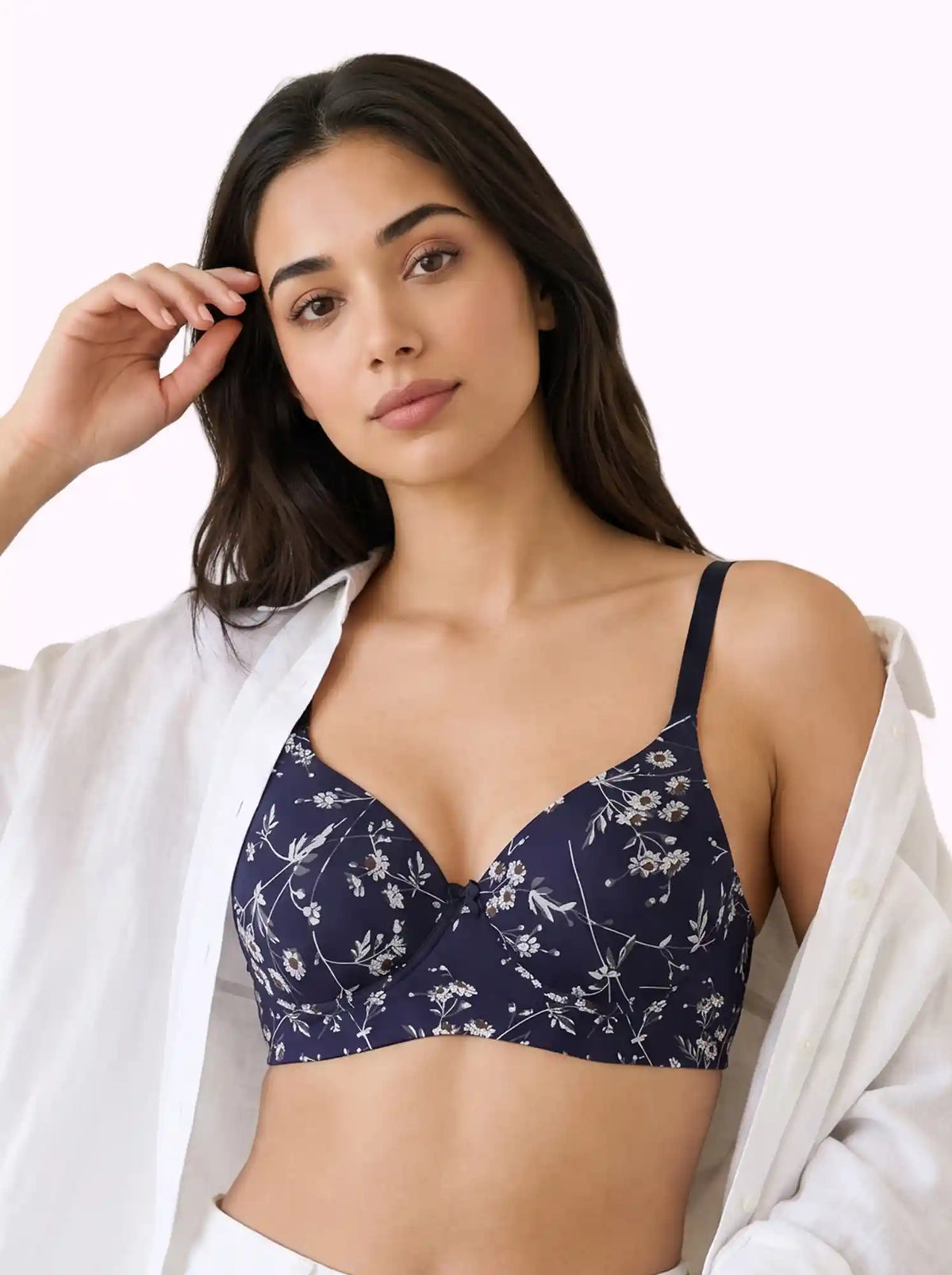 Printed Polyamide Padded Bonded T-Shirt Bra | Full Coverage | Wire-free | Seamless Design (SUS-59934)