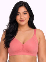 Cotton Padded Plus-Size M-Frame Minimiser Bonded Bra | Full Coverage Panels (SUS-408) (Coral)