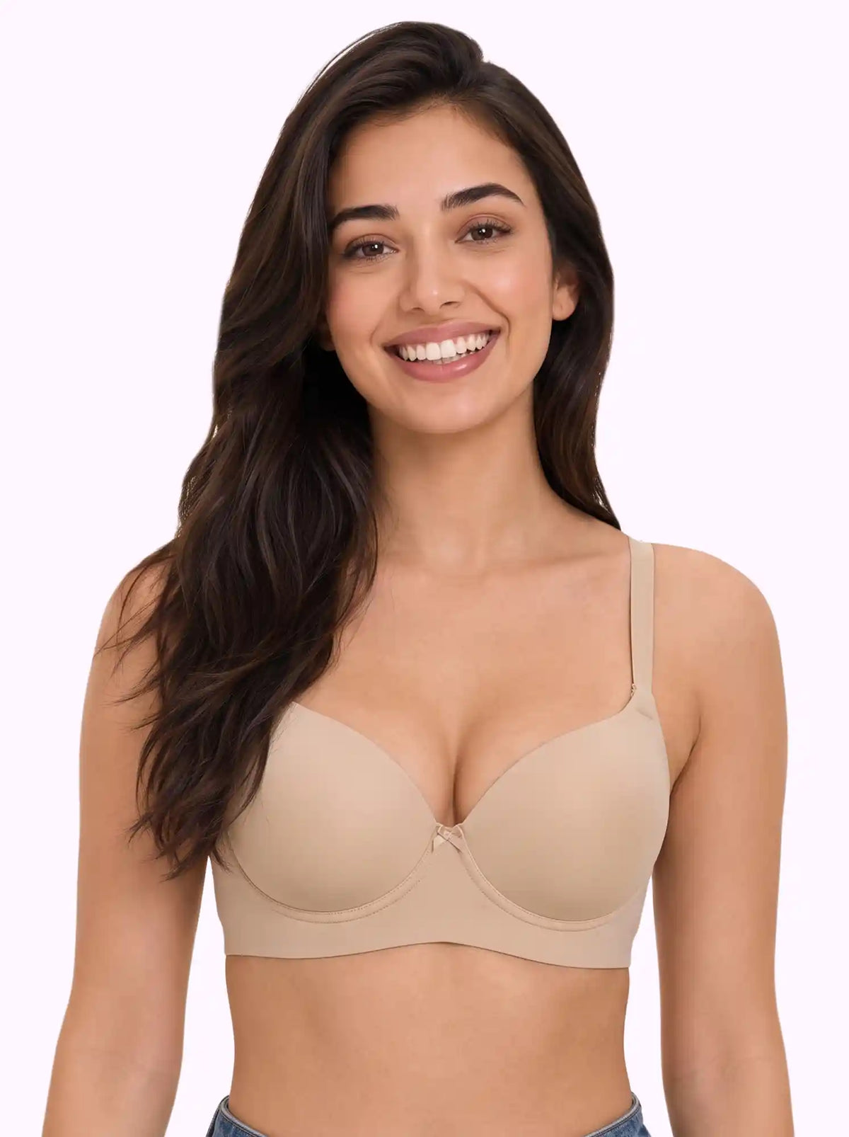 Polyamide Level-3 Padded Push-Up Bonded Bra | 3/4th Coverage | Wire-free Comfort, No Marks, No Rashes (SUS-IS-5301) (Skin)