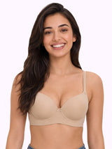 Polyamide Level-3 Padded Push-Up Bonded Bra | 3/4th Coverage | Wire-free Comfort, No Marks, No Rashes (SUS-IS-5301) (Skin)