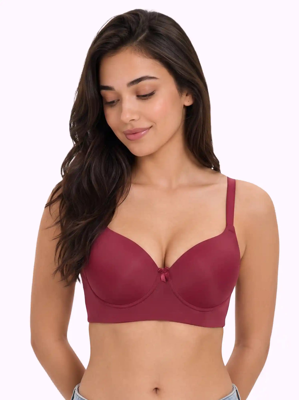 Polyamide Level-3 Padded Push-Up Bonded Bra | 3/4th Coverage | Wire-free Comfort, No Marks, No Rashes (SUS-IS-5301) (Maroon)