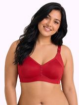Cotton Non-Padded M-Frame Minimiser Bonded Bra | Full Coverage | Wire-free Seamless Comfort  (SUS-CT-4005) (Red)