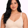 Cotton Non-Padded M-Frame Minimiser Bonded Bra | Full Coverage | Wire-free Seamless Comfort  (SUS-CT-4005) (Beige)