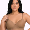 Cotton Padded Plus-Size Bonded Bra | Seamless Look, 360° Support | Full Coverage (SUS-SB-9082)(Fawn)