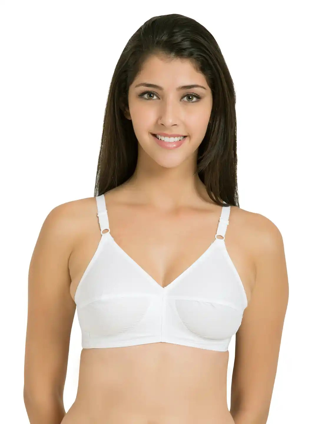 Souminie - U Shaped Back - 100% Cotton Full Figure Bra - Minimizer - Non Padded - Full Coverage Wirefree Seamed Bra (SUSHME LYCRA-WH)