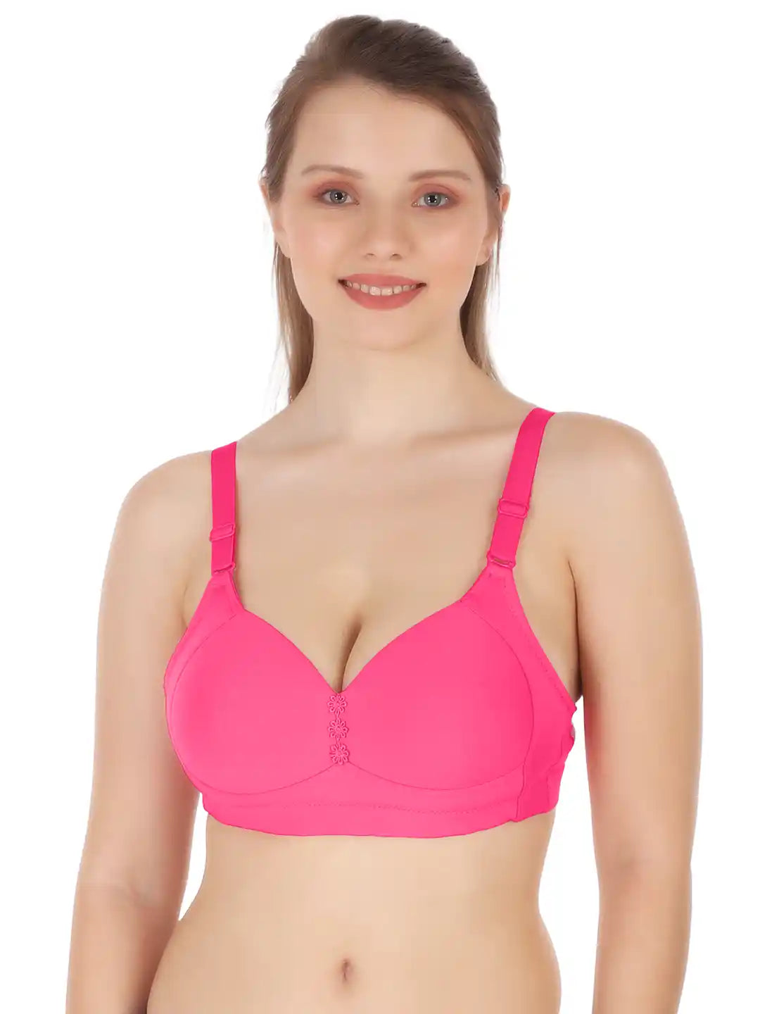 Sushme Minimiser Medium Padded Cotton Lycra Bra (Plus Size) - Triple Hook - Full Coverage - Wirefree - Seamless T-Shirt Bra (Sushme-LW-320-RASPY)