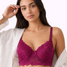 Cotton Padded Bonded Lace Bra | Inner Cotton Lining | Full Coverage | Wire-free Comfort (SUS-SB-5801) (Wine)