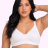 Cotton Non-Padded Plus-Size Full Coverage Bonded Bra | Broad Straps | Hidden Concealer (SUS-401) (White)