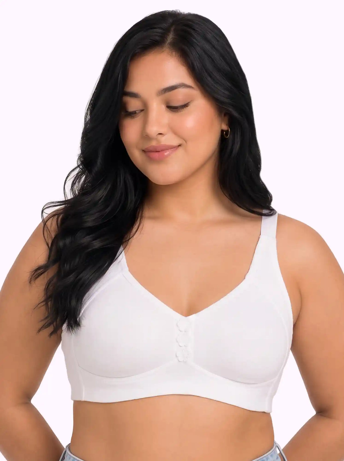 Cotton Non-Padded Plus-Size M-Frame Minimiser Bonded Bra (SUS-405)(White)