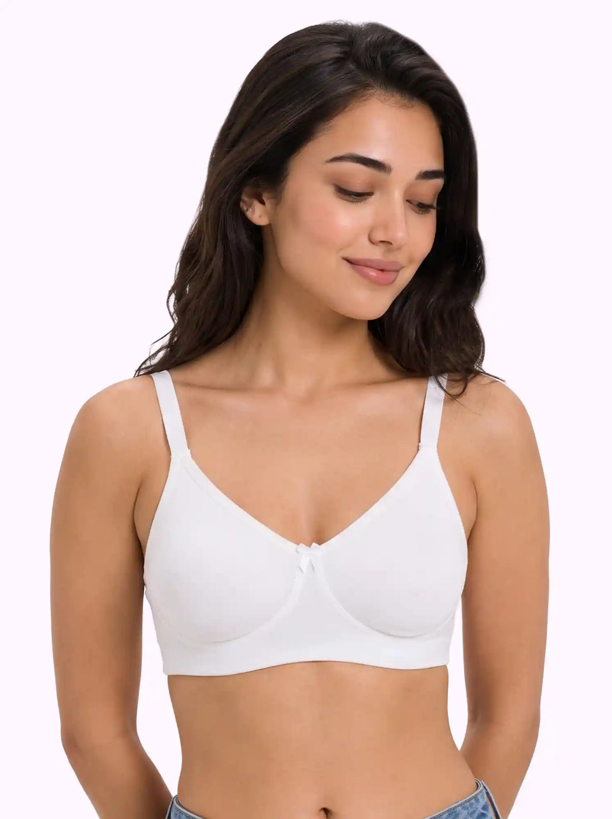 Cotton Non-Padded Full Coverage Bonded T-Shirt Bra | No-Marks, No Rashes (SUS-352) (White)