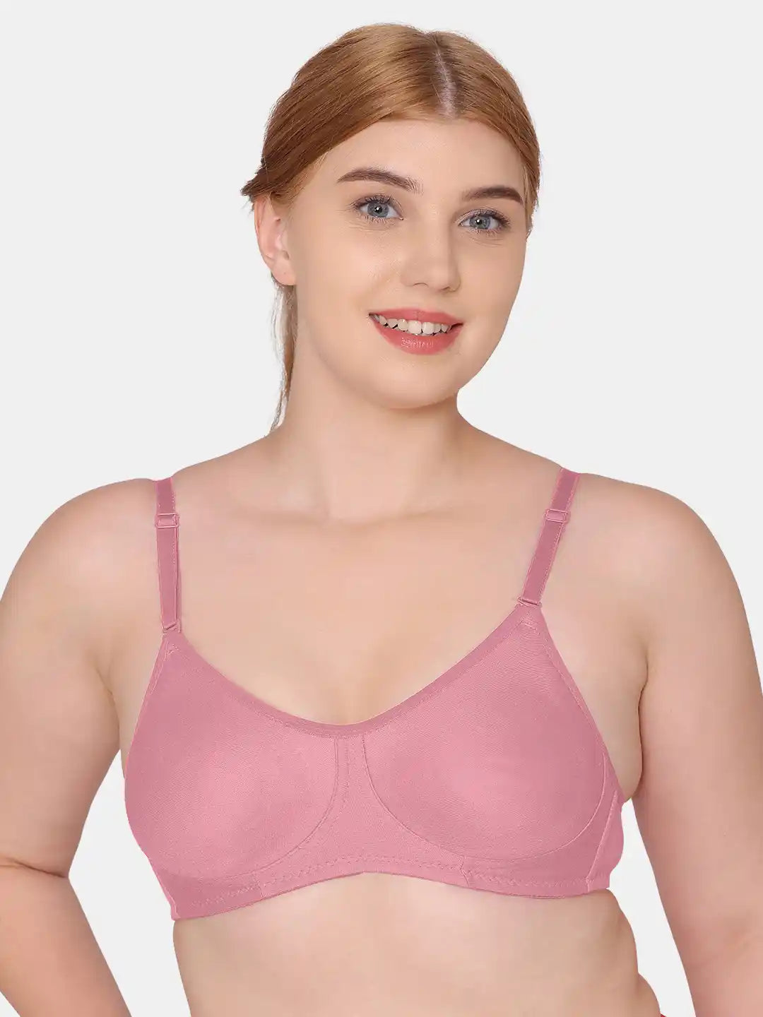 Sushme Non Padded Single Hook Bra - Cotton Rich Fabric - Full Coverage, Multiway Straps, Wirefree, Seamless T-Shirt Bra (Sushme-285-PLM)