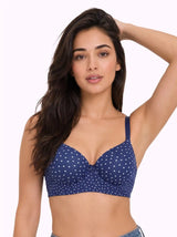 Printed Polyamide Padded Bonded T-Shirt Bra | Full Coverage | Wire-free | Seamless Design (SUS-59926)