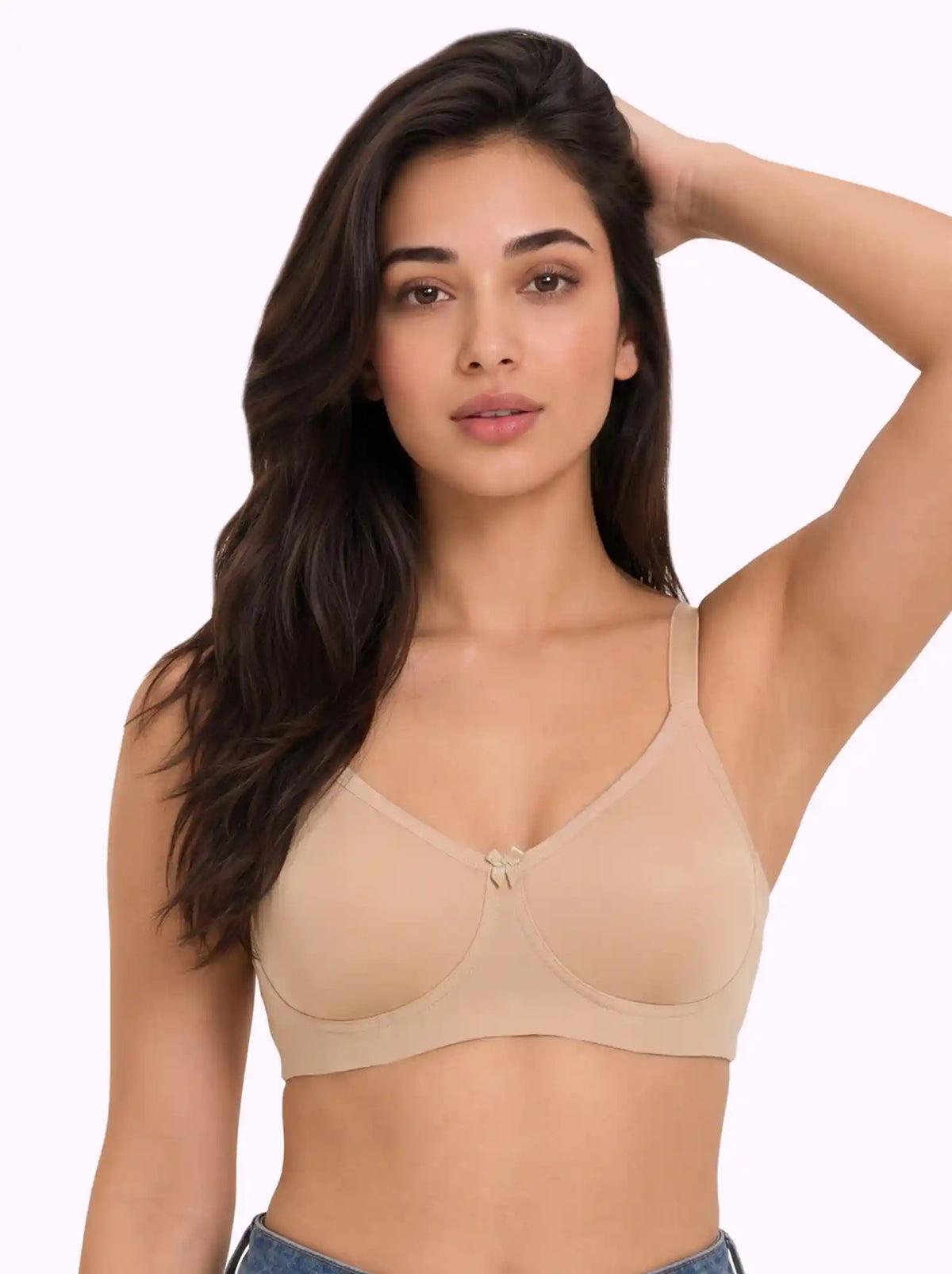 Cotton Non-Padded Full Coverage Bonded T-Shirt Bra | No-Marks, No Rashes (SUS-352) (Skin)
