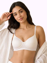 Cotton Padded Full Coverage Bonded T-Shirt Bra | No-Marks, No Rashes (SUS-1013)(White)