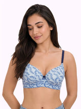 Printed Polyamide Padded Bonded T-Shirt Bra | Full Coverage | Wire-free | Seamless Design (SUS-59927)