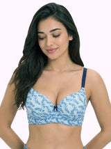 Printed Polyamide Level-2 Padded Push-Up Maximiser Bonded Bra | 3/4th Coverage | Wire-free Comfort, No Marks, No Poking (SUS-51753)