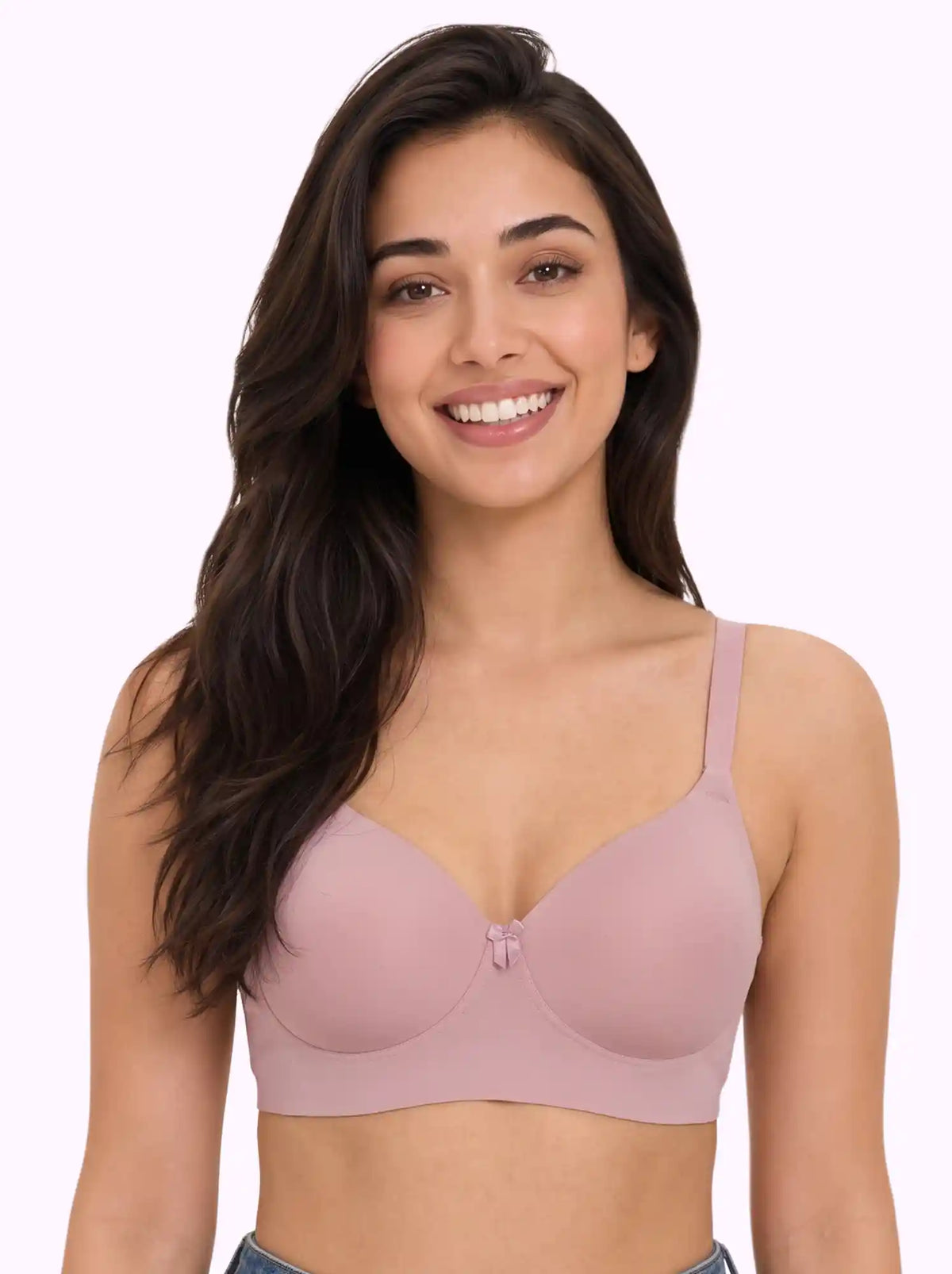 Polyamide Level-1 Padded Full Coverage Bonded T-Shirt Bra | Wire-free Comfort, No-Marks, No Rashes (SUS-5991) (Plum)