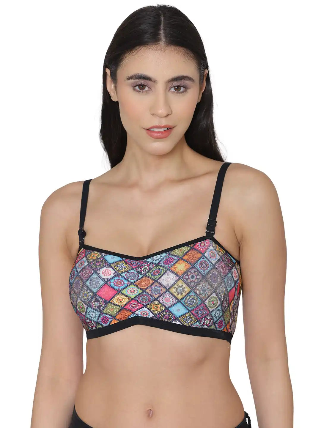 Sushme Minimiser Non Padded - 100% Cotton - U-Shaped Back - Full Coverage, Wirefree, Seamless T-Shirt Bra (Sushme TUBE BRA 279132-PRINTED)