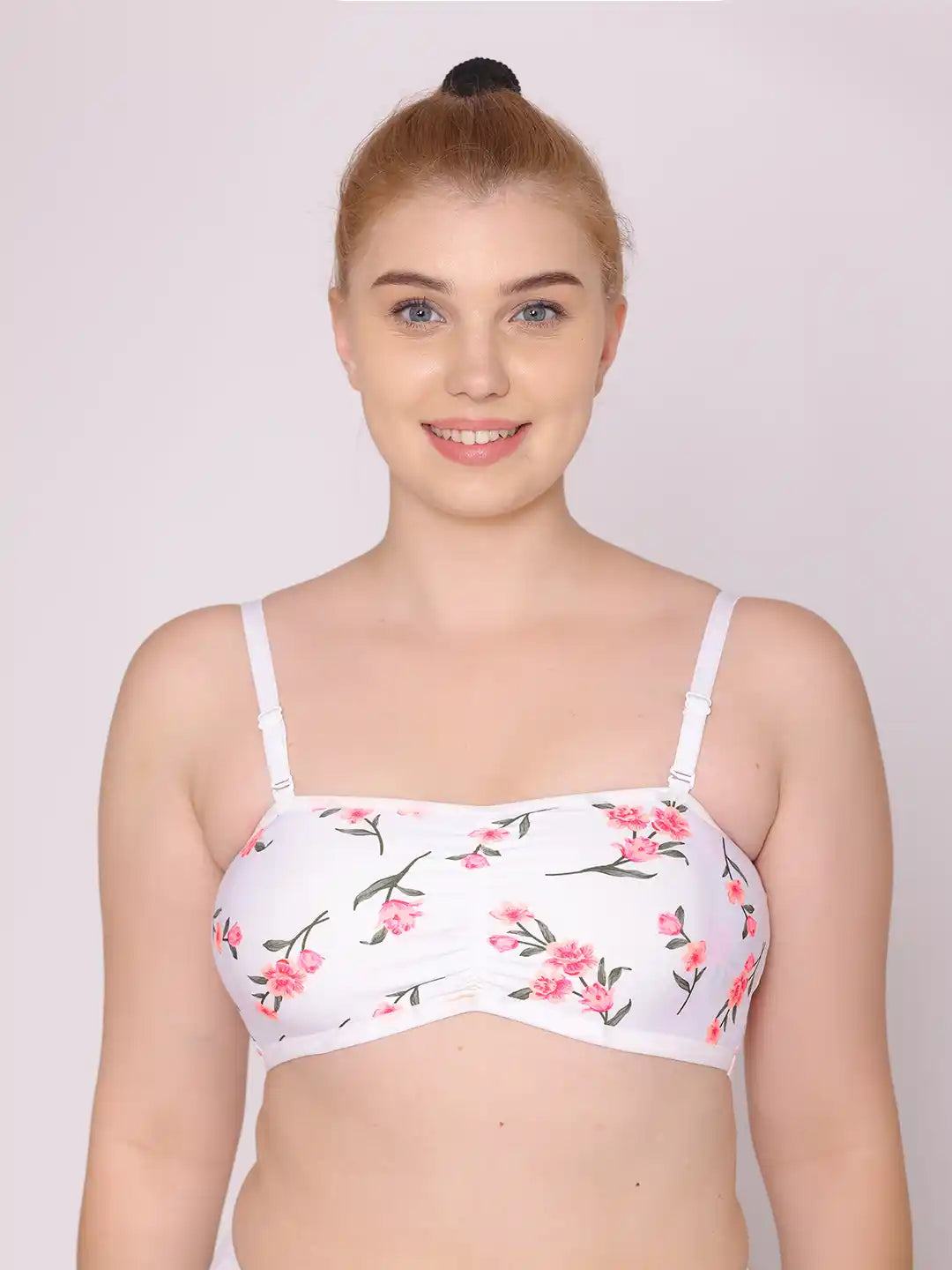 Sushme Minimiser Non Padded - 100% Cotton - U-Shaped Back - Full Coverage, Wirefree, Seamless T-Shirt Bra (Sushme TUBE BRA 279130-PRINTED)